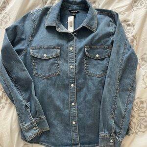 Joe Fresh Light Blue Denim Snap-Front Shirt